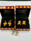 Three sets of Teddy Bear novelty cuff links