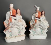 Two 19th Century Stafford flatbacks of a Scottish couple AF