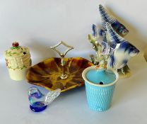 A selection of Mid Century china items to include jam jars etc