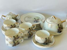 Five porcelain Japanese tea set