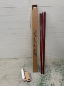 A boxed wooden airer or display rack