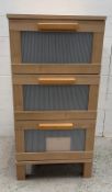 An Ikea Ameboma three drawer chest with frosted glass effect drawers (H80cm W40cm D40cm)
