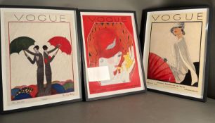 Three framed Vogue posters 39cm x 62cm
