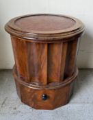 A Victorian cylindrical step commode with red leather top AF