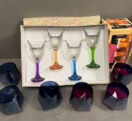 A selection of coloured wine and water glasses