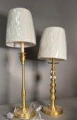 Two Lauren by Ralph Lauren brass effect table lamps (Tallest H69cm)