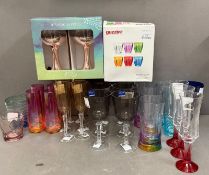 A selection of glassware and plastic picnic glasses, various styles