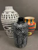 Three decorative vases