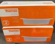 Two boxed oven roaster dishes