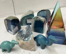 A collection of crystal ornaments