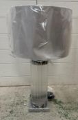 A contemporary fluted glass and chrome table lamp (H46cm)