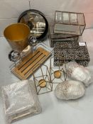 A collection of gilt framed trinket dishes and candle holders etc