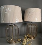 A pair of contemporary birdcage table lamps H50cm
