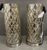 A pair of metallic glass lamps (H39cm)