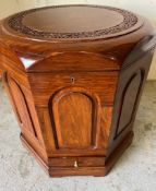 Drinks cabinet, hexagonal shape opening to lift out tray (H56cm Dia50cm)