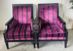 Two upholstered modern armchairs