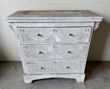 Baroque style chest of drawers with marble top (H85cm W914cm D44cm)