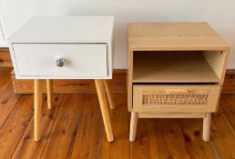 Two bedside cabinets of differing styles. (H55cm W40cm)