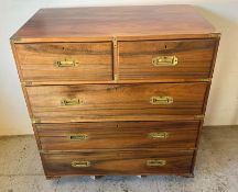 Campaign style chest of drawers (two parts H96cm W92cm D50cm)