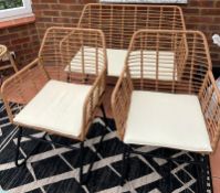 A contemporary rattan suite with two armchairs and small sofa (W105cm D50cm)
