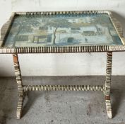 Mid Century folding side table with tray style top (H47cm W58cm D44cm)