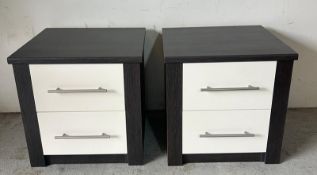 A pair of bedsides with white gloss drawers (56c x 52cm x 56cm)