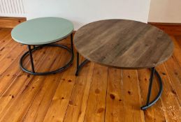 Two contemporary circular nesting side tables (Dia77cm and Dia57cm)