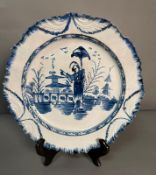 An 18th Century pearlware 'Long Eliza' plate AF D25cm