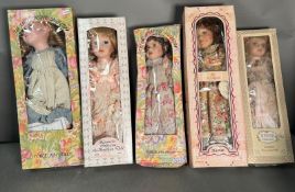 Five boxed ornamental dolls various makers to include The Leonardo collection and Windsor collection