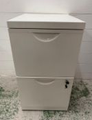 An IKEA white two drawer filing cabinet with key (74cm x 41cm x 50cm)