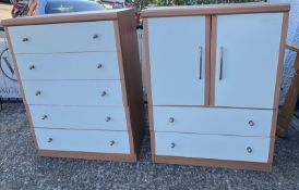 Three pieces of contemporary bedroom furniture, including a chest of drawers (H109cm W49cm D46cm)