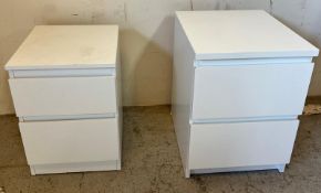 Two bedside drawers in white (H57cm W49cm D41cm)
