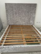 Superking 6ft bed, upholstered with grey velvet crush (no mattress)