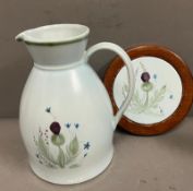 Bucran stoneware jug and pot stand