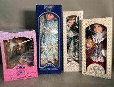 Four boxed ornamental dolls various makers to include The Leonardo collection and H Samuel