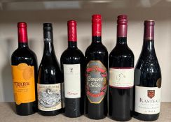 Six bottles of red wine to include a Rastead, a Primitive and Pratello Torrazzo