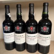Four bottles of Taylors late bottled vintage port, three 2009 and one 2013