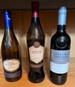 Three bottles of wine, a Carte Allodola, Pinot Grigio, a Verdichio and a Oxford Landing Cabaret