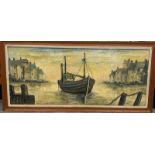 Tug on Mersey (3D) Oil Signed. Linda Poggio British. Liverpool based artist, known for her Liverpool