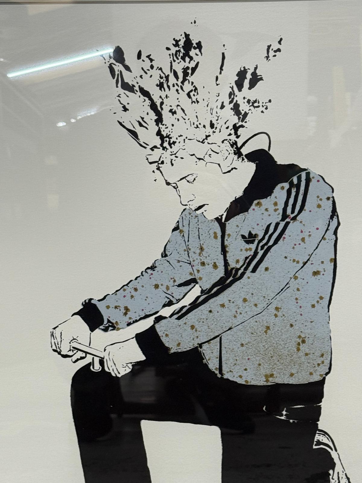 Exploding Head Ltd Ed Print 21/50 Signed Graffiti Art by Bandwidth (b.?) British. 96x66 - Image 3 of 4