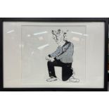 Exploding Head Ltd Ed Print 21/50 Signed Graffiti Art by Bandwidth (b.?) British. 96x66