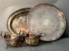 A Small selection of quality silverplate including two sauce boats, tray etc.