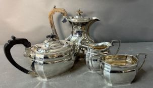 A four piece hallmarked silver tea service by Cooper Brothers & Sons Ltd comprising teapot, water