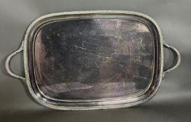 A large silver plate tray W67cm