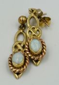 A pair of 9ct gold opal drop earrings with an approximate weight of 6g