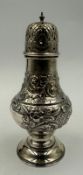 A hallmarked silver sugar shaker with an approximate weight of 118g by Joseph Gloster Birmingham