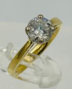A diamond single stone ring set in 18ct gold, 1.03carat diamond assessed colour H/I assessed clarity