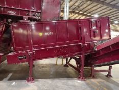 Promeco 11 ft. x 56 in. (approx.) Stocking Bunker Motorized Rubber Belt Conveyor, Model & S/N: N/