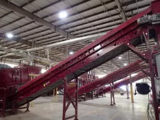 Promeco 32 in. x 26 ft. (approx.) Motorized Inclined Belt Conveyor, Model & S/N: N/A; with Polyester
