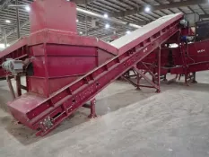 Promeco 32 in. x 24 ft. (approx.) Motorized Inclined Belt Conveyor, Model & S/N: N/A; with Polyester